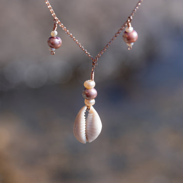 Cowrie Shell + Freshwater Pearl Necklace